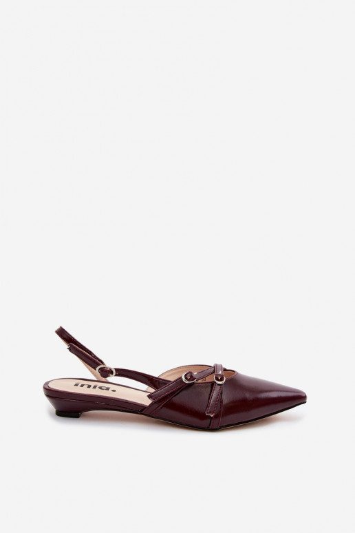 Sandalias de mujer con rayas Imitacja Skóry borgoña Glamira