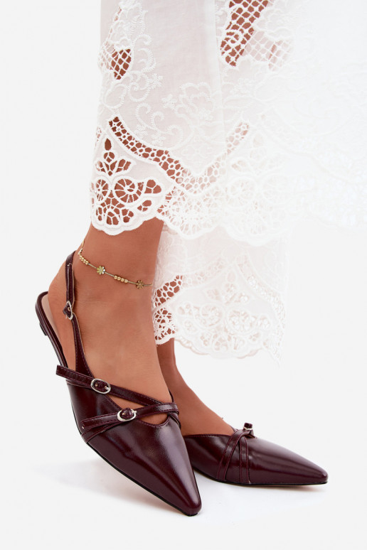 Sandalias de mujer con rayas Imitacja Skóry borgoña Glamira