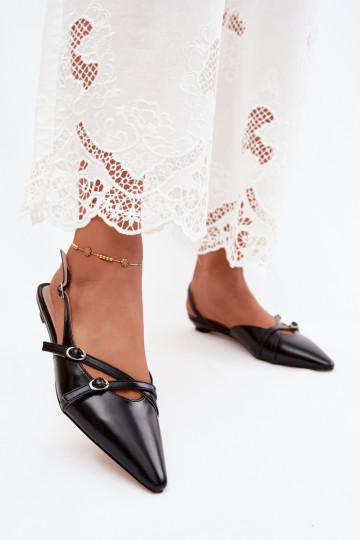 Sandalias de mujer con tiras de cuero sintético en color negro Glamira 2