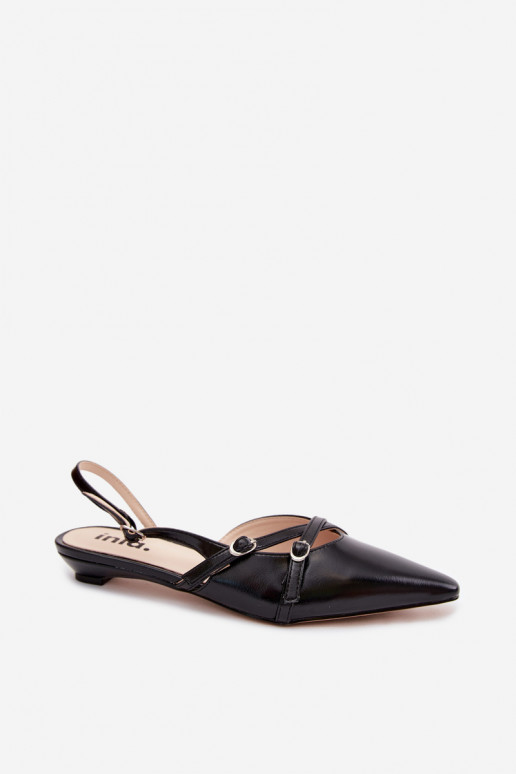 Sandalias de mujer con tiras de cuero sintético en color negro Glamira