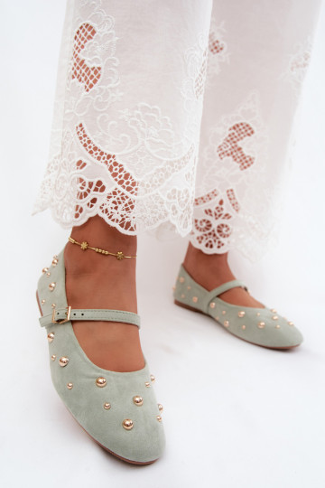 Bailarinas con decoración y tirantes en menta Cuddly