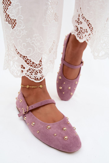 Bailarinas con decoración y tiras en color violeta Cuddly 2