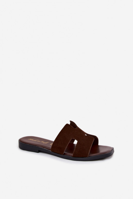 Zapatillas de mujer de ante sintético con cortes CzekoladoĮe Sunelle