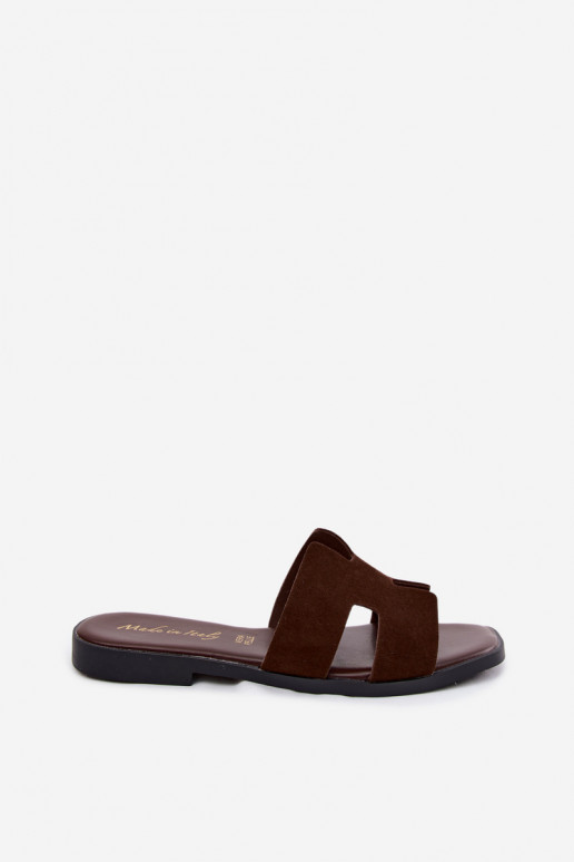 Zapatillas de mujer de ante sintético con cortes CzekoladoĮe Sunelle