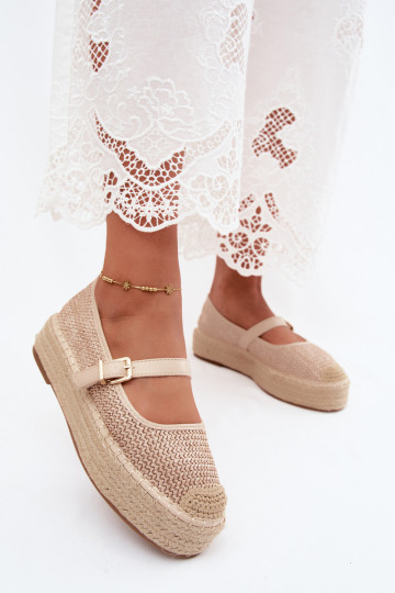 Espadrilles color arena con correas en una plataforma Coastina