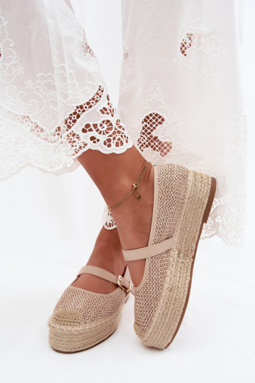 Espadrilles color arena con correas en una plataforma Coastina 2