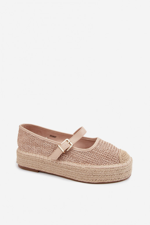 Espadrilles color arena con correas en una plataforma Coastina