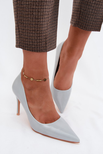 Zapatos de tacón alto azules de cuero sintético con efecto brillante Tropessa