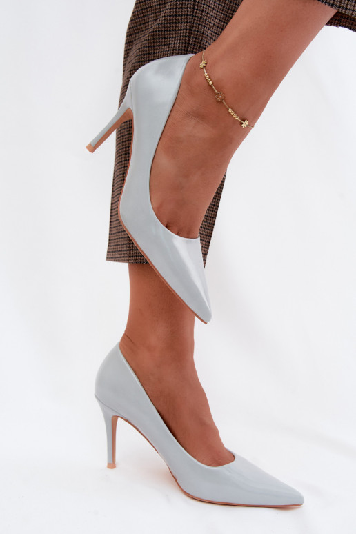 Zapatos de tacón alto azules de cuero sintético con efecto brillante Tropessa