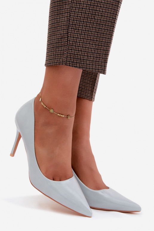 Zapatos de tacón alto azules de cuero sintético con efecto brillante Tropessa
