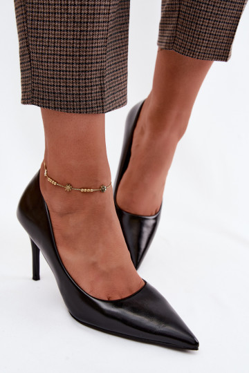 Zapatos de tacón negros lacados de cuero sintético Tropessa