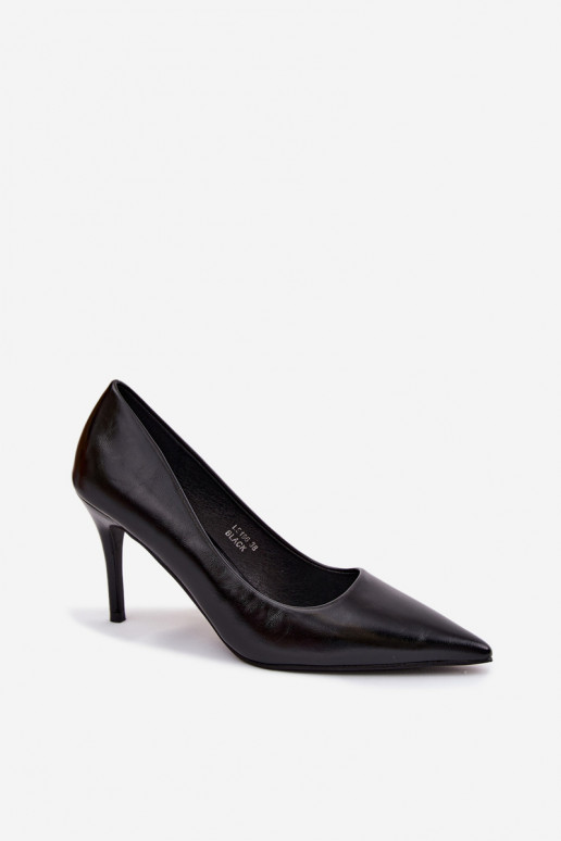 Zapatos de tacón negros lacados de cuero sintético Tropessa