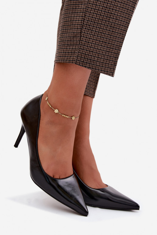 Zapatos de tacón negros lacados de cuero sintético Tropessa