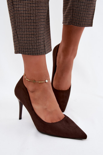 Zapatos de tacón color chocolate de ante sintético Tropessa