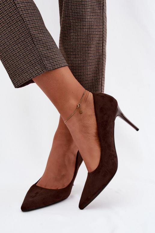Zapatos de tacón color chocolate de ante sintético Tropessa