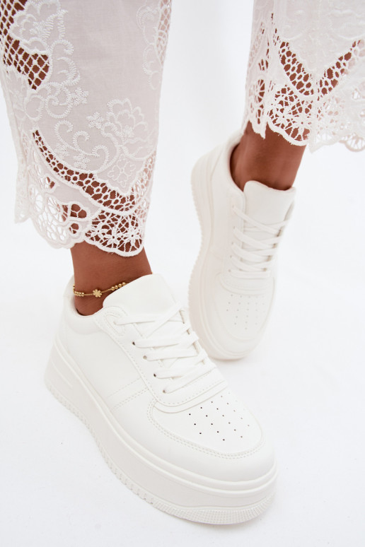 Zapatillas blancas de mujer con plataforma de cuero sintético Crosbella