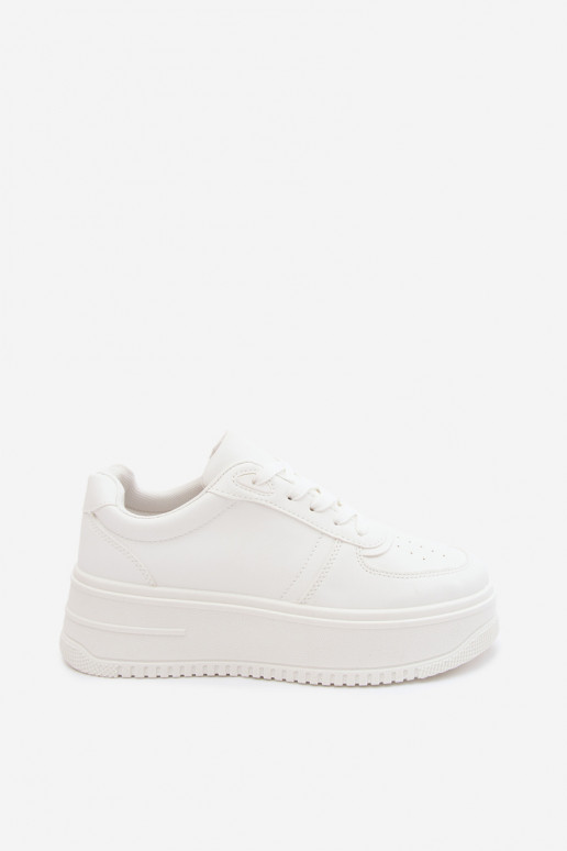 Zapatillas blancas de mujer con plataforma de cuero sintético Crosbella