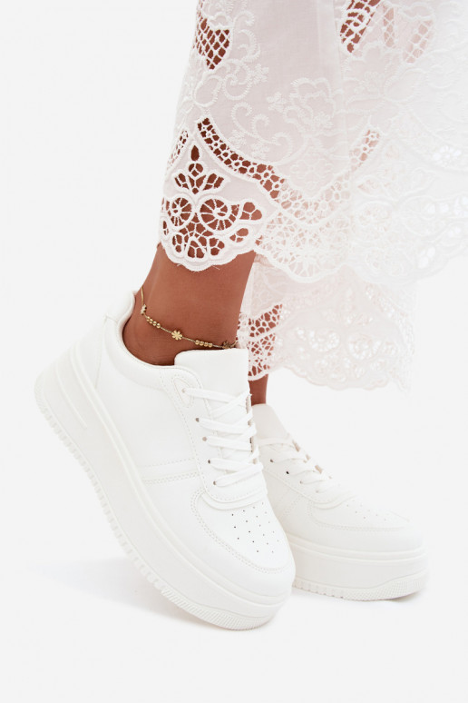 Zapatillas blancas de mujer con plataforma de cuero sintético Crosbella