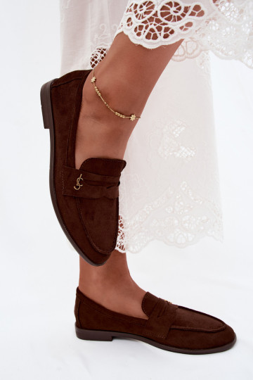 Mocasines de mujer color chocolate de ante sintético Prestelle