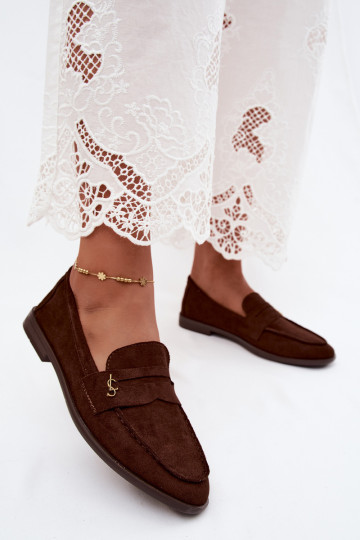 Mocasines de mujer color chocolate de ante sintético Prestelle 2