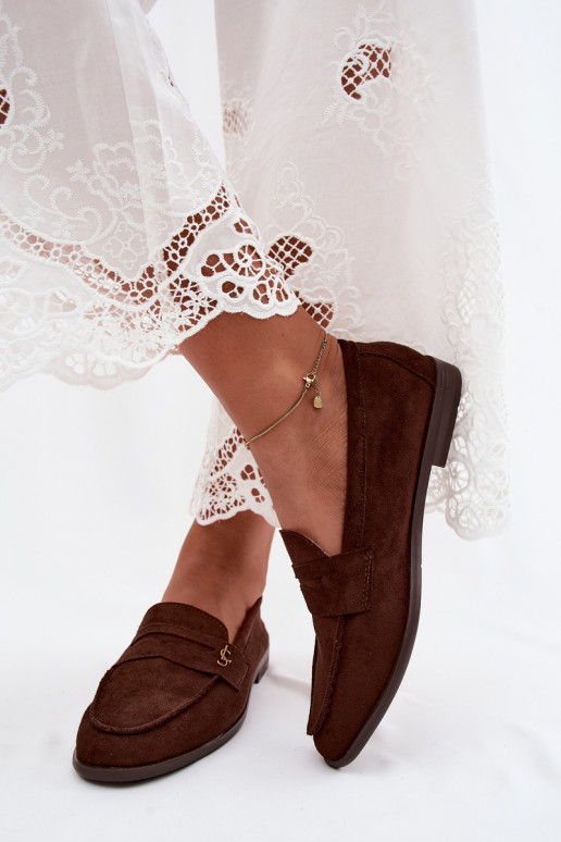 Mocasines de mujer color chocolate de ante sintético Prestelle
