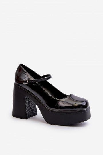 Zapatos negros para mujer con efecto charol y plataforma Big Star NN274004 2