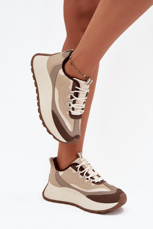 Zapatillas de mujer color arena con plataforma Big Star SS274002 HI-POLY SYSTEM