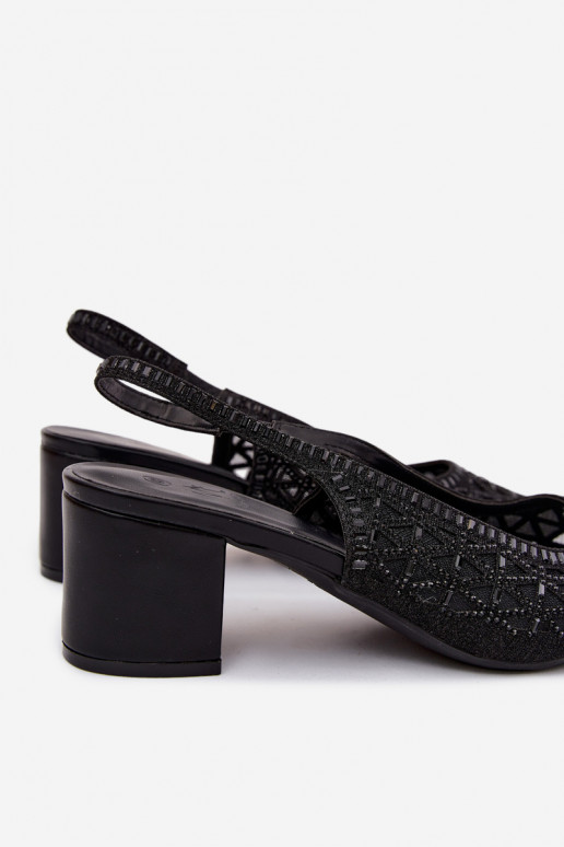 Sandalias de tacón alto negras con decoración de malla Tai turirshina