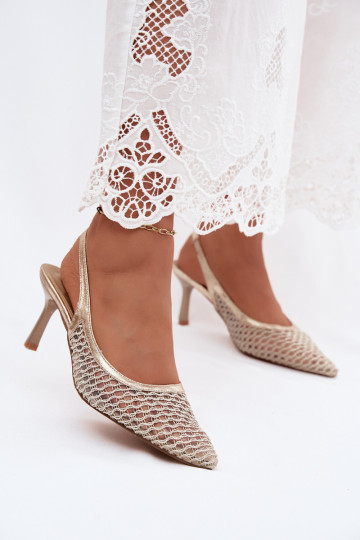 Sandalias de malla con tacones finos en dorado Tai turingoria 2