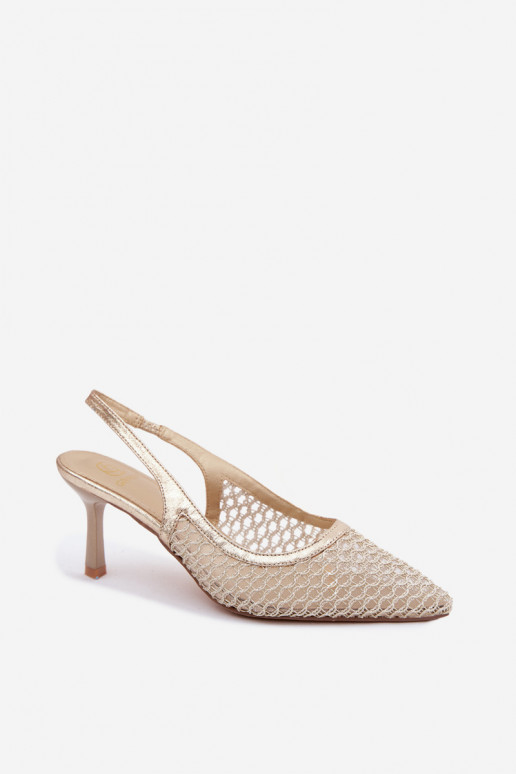 Sandalias de malla con tacones finos en dorado Tai turingoria
