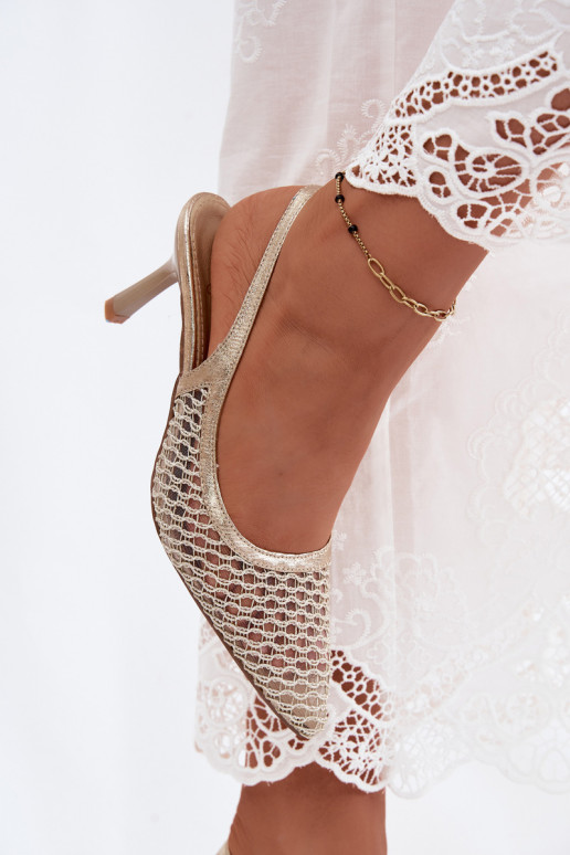 Sandalias de malla con tacones finos en dorado Tai turingoria