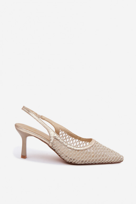 Sandalias de malla con tacones finos en dorado Tai turingoria