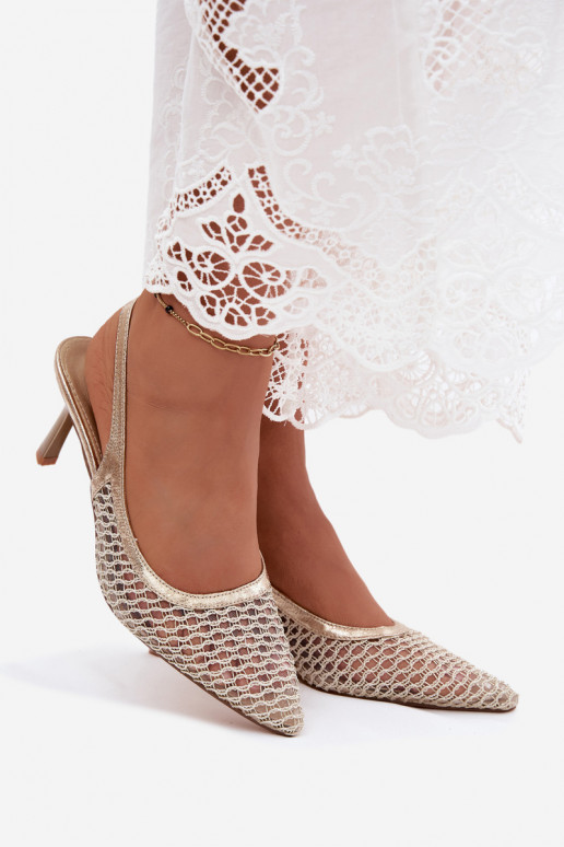 Sandalias de malla con tacones finos en dorado Tai turingoria