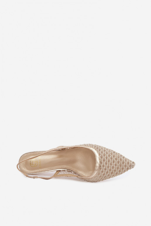 Sandalias de malla con tacones finos en dorado Tai turingoria