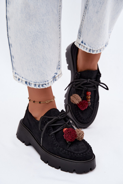 Zapatos con bonitos detalles de ante sintético en negro Melonia