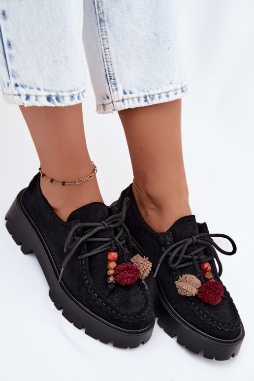 Zapatos con bonitos detalles de ante sintético en negro Melonia