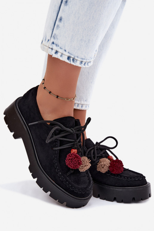 Zapatos con bonitos detalles de ante sintético en negro Melonia