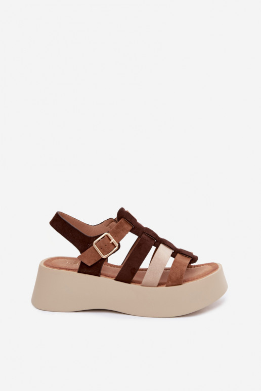Sandalias con plataforma y tiras de ante sintético en marrón Glimelle