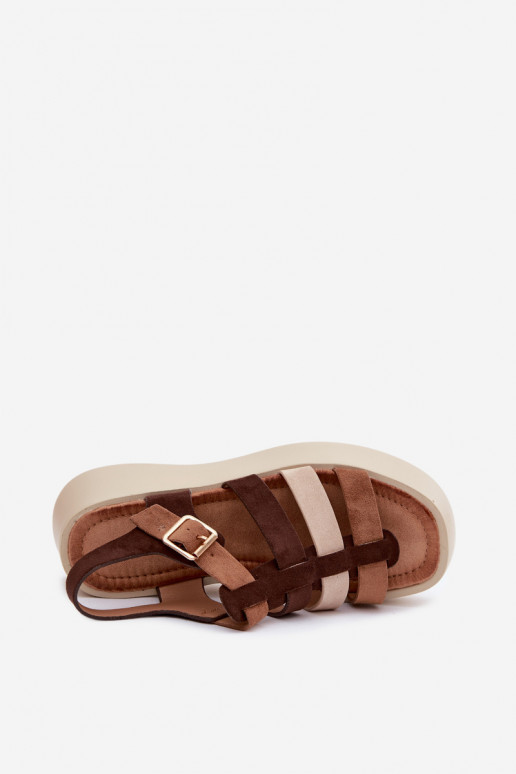 Sandalias con plataforma y tiras de ante sintético en marrón Glimelle