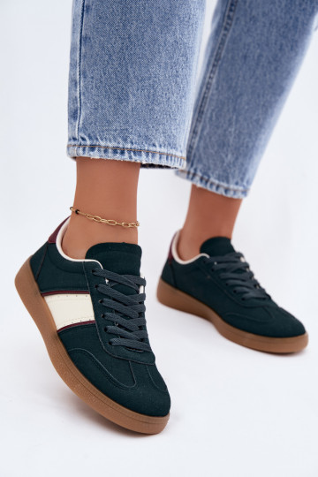 Zapatillas deportivas para mujer en cuero sintético verde botella Corelle