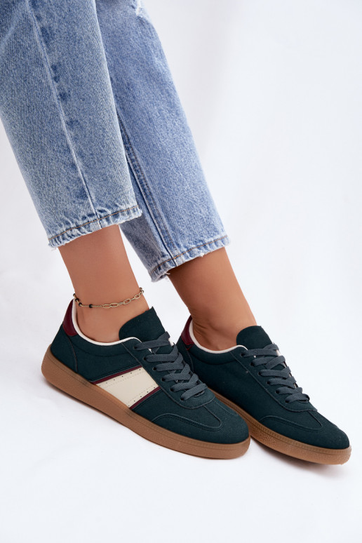 Zapatillas deportivas para mujer en cuero sintético verde botella Corelle