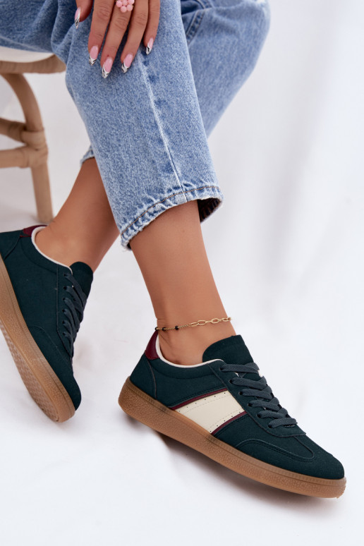 Zapatillas deportivas para mujer en cuero sintético verde botella Corelle