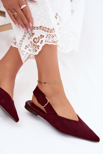 Bailarinas para mujer con hebillas en color burdeos Tanelia