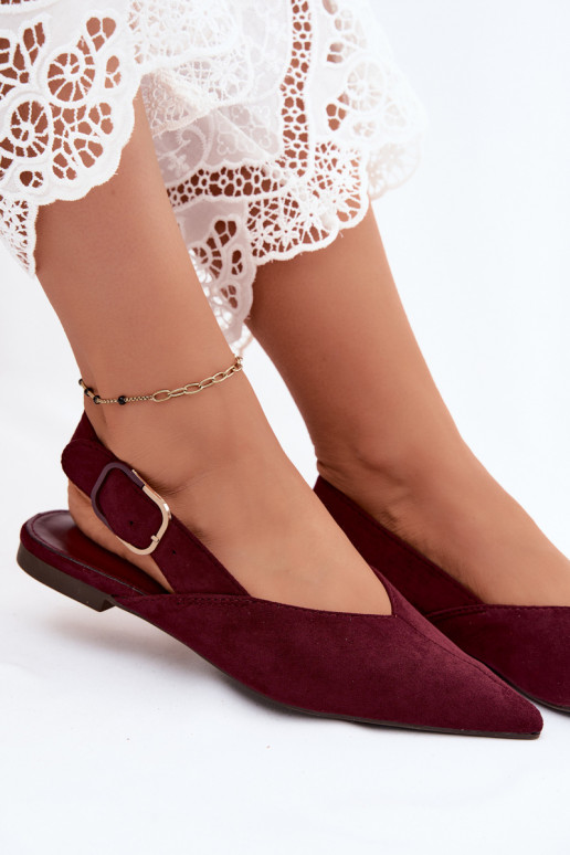 Bailarinas para mujer con hebillas en color burdeos Tanelia