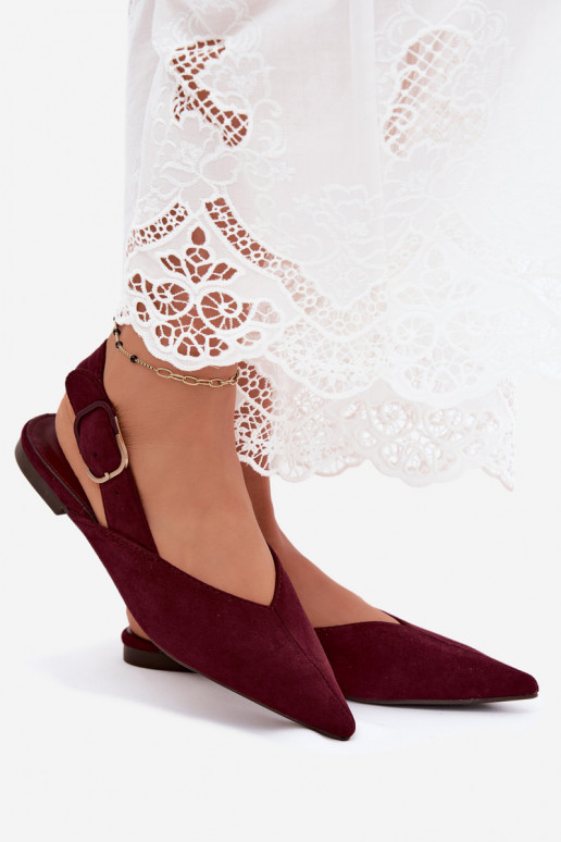 Bailarinas para mujer con hebillas en color burdeos Tanelia