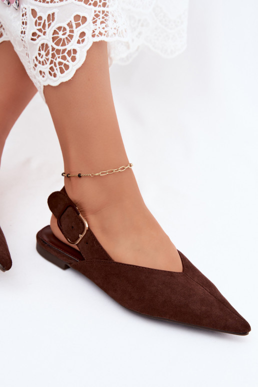Bailarinas para mujer con hebillas en color marrón oscuro Tanelia
