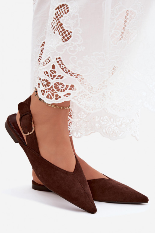 Bailarinas para mujer con hebillas en color marrón oscuro Tanelia