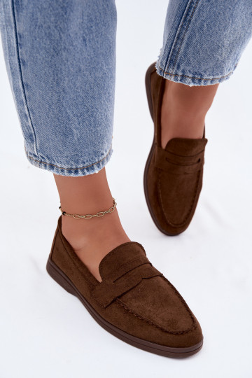 Mocasines de mujer de ante sintético CzekoladoĮe Renelia