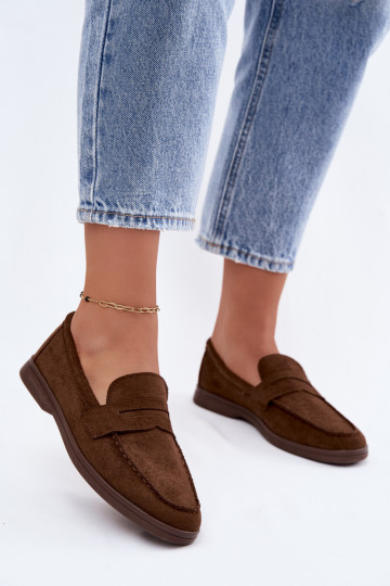 Mocasines de mujer de ante sintético CzekoladoĮe Renelia 2