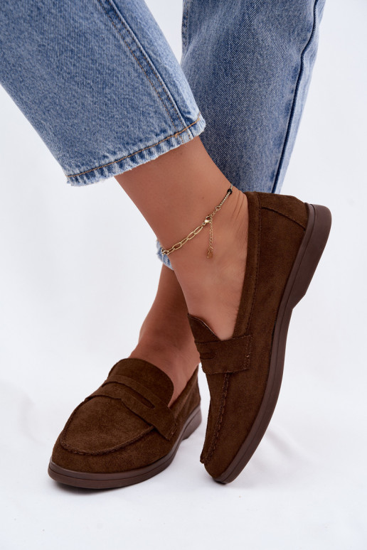 Mocasines de mujer de ante sintético CzekoladoĮe Renelia